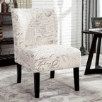 Chalkboard Light Print Fabric Armless Contemporary Accent Chair, for Living Room