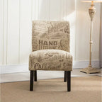 Chalkboard Light Print Fabric Armless Contemporary Accent Chair, for Living Room
