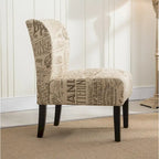 Chalkboard Light Print Fabric Armless Contemporary Accent Chair, for Living Room