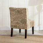 Chalkboard Light Print Fabric Armless Contemporary Accent Chair, for Living Room