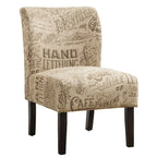 Chalkboard Light Print Fabric Armless Contemporary Accent Chair, for Living Room