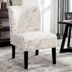 Chalkboard Light Print Fabric Armless Contemporary Accent Chair, for Living Room