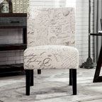 Chalkboard Light Print Fabric Armless Contemporary Accent Chair, for Living Room