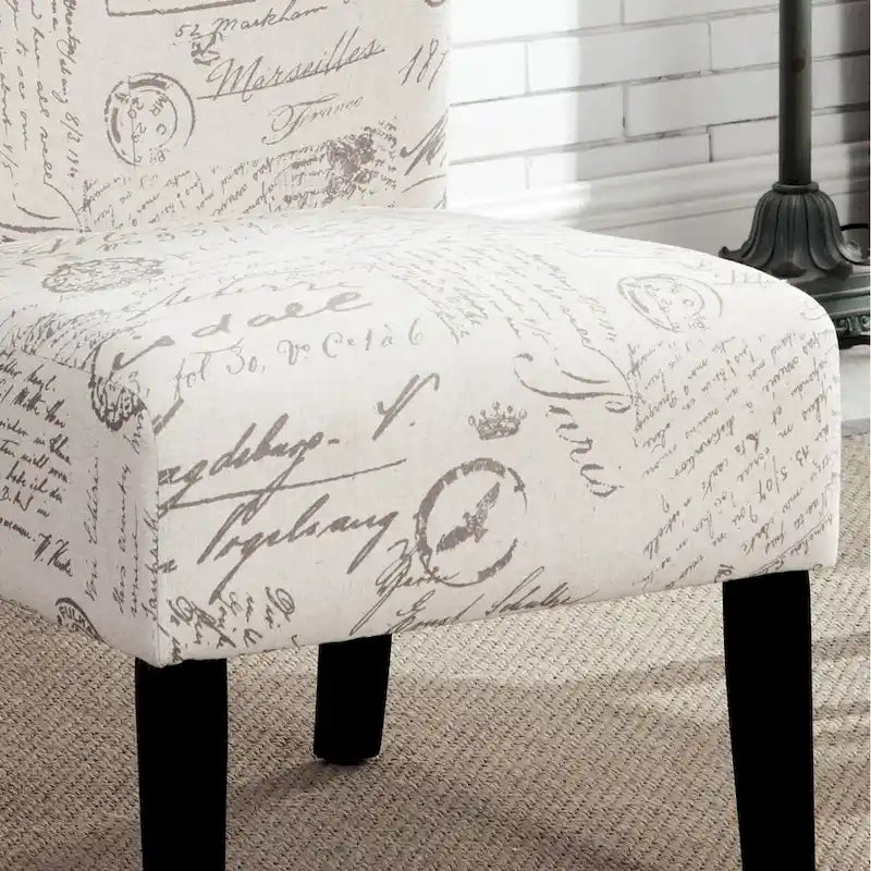 Chalkboard Light Print Fabric Armless Contemporary Accent Chair, for Living Room