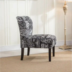 Chalkboard Light Print Fabric Armless Contemporary Accent Chair, for Living Room