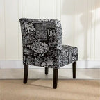 Chalkboard Light Print Fabric Armless Contemporary Accent Chair, for Living Room