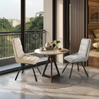 Set of 2 Upholstered Swivel Dining Chairs PU Leather with Metal Legs - 18.5x18.5x37 inch