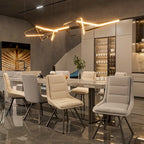 Set of 2 Upholstered Swivel Dining Chairs PU Leather with Metal Legs - 18.5x18.5x37 inch