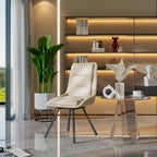 Set of 2 Upholstered Swivel Dining Chairs PU Leather with Metal Legs - 18.5x18.5x37 inch