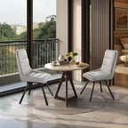 Set of 2 Upholstered Swivel Dining Chairs PU Leather with Metal Legs - 18.5x18.5x37 inch