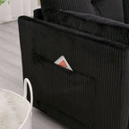 The L-shaped storage seat assembly sofa folds into a recliner