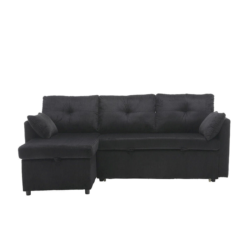 The L-shaped storage seat assembly sofa folds into a recliner
