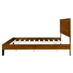 Mid-Century Modern Solid Wood Bed Frame Platform Bed with 3-Piece Headboard Design