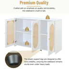 Retro 3-Door Sideboard with Rattan Doors and Metal Handles