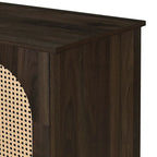 Retro 3-Door Sideboard with Rattan Doors and Metal Handles