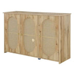 Retro 3-Door Sideboard with Rattan Doors and Metal Handles